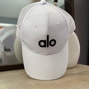 ALO Yoga | Accessories | Alo Yoga White Black Logo Hat | Poshmark